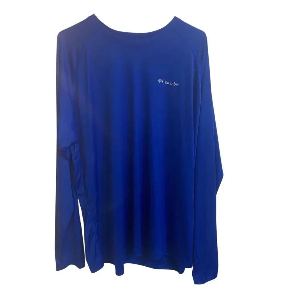 Columbia XL long sleeve crew neck royal blue tshirt spell out